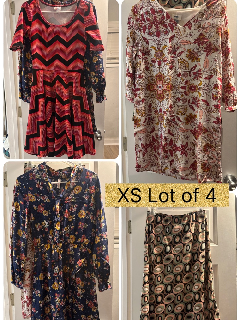 Lot of 4 for Fall: 3 Fall Fashion Dresses & 1 skirt (XS)